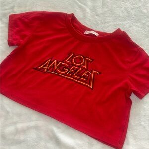 Los Angeles cropped graphic embroidery tee